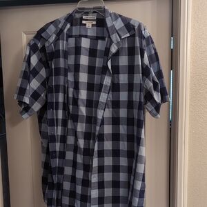 Mens Amazon Essentials Navy and Light Blue Checkered Shirt